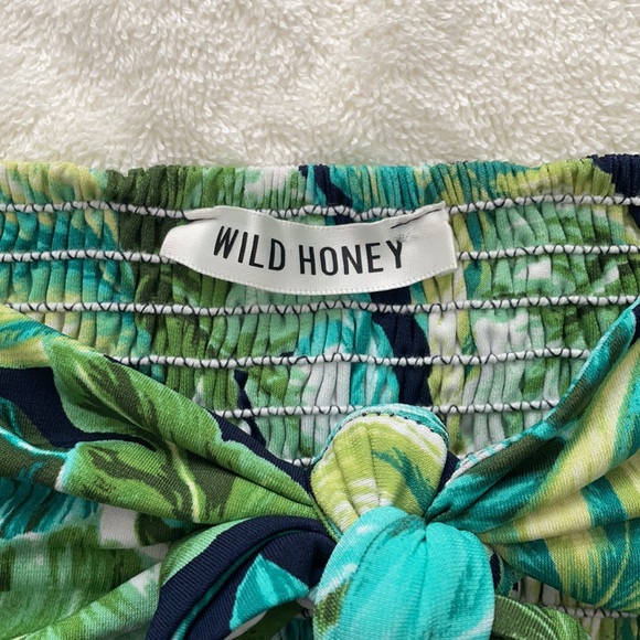 WILD HONEY Front Tie Bandeau Bathing Suit Top - Picture 2 of 5